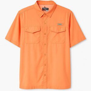 Habit Men’s Solar-Factor Performance Fishing Shirt Orange Short Sleeve Size L
